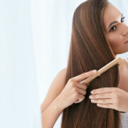 woman combing hair